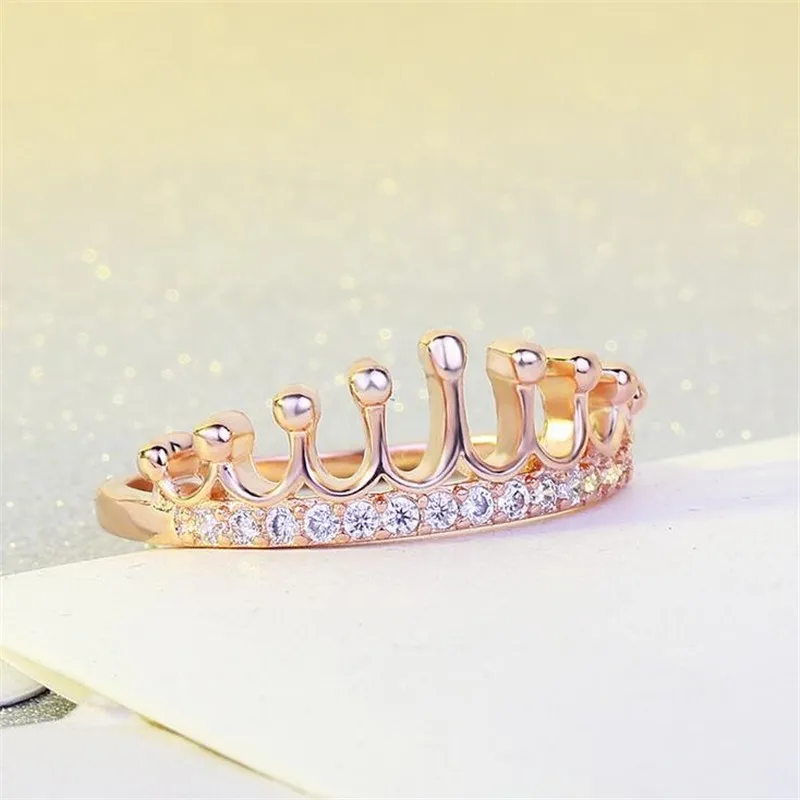 10 teile/lose Crown Hochzeit band ringe für frauen mode schmuck Diamonique Cz Rose Gold Gefüllt Weibliche Engagement Party Ring