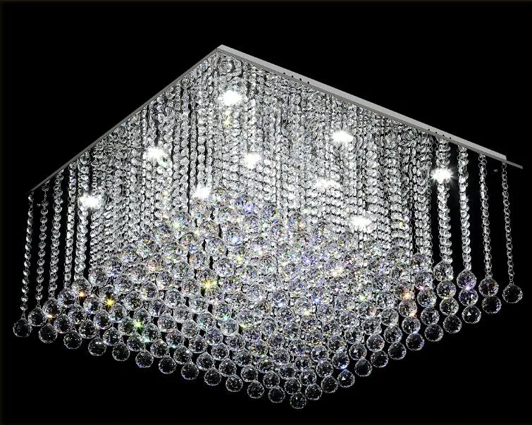 Vierkante Moderne LED Crystal Plafond Kroonluchter Voor Woonkamer Luxe Slaapkamer Eetkamer Kristallen Verlichtingsarmatuur Flush Mount Hanglamp