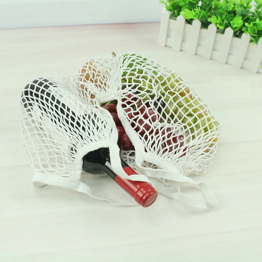 Resuable Mesh Net Shopping Bag Foldable Carrier Cotton Grocery Tote Recycle Handbag Portable Supermarket Shopper Storage Bags HH7-1204