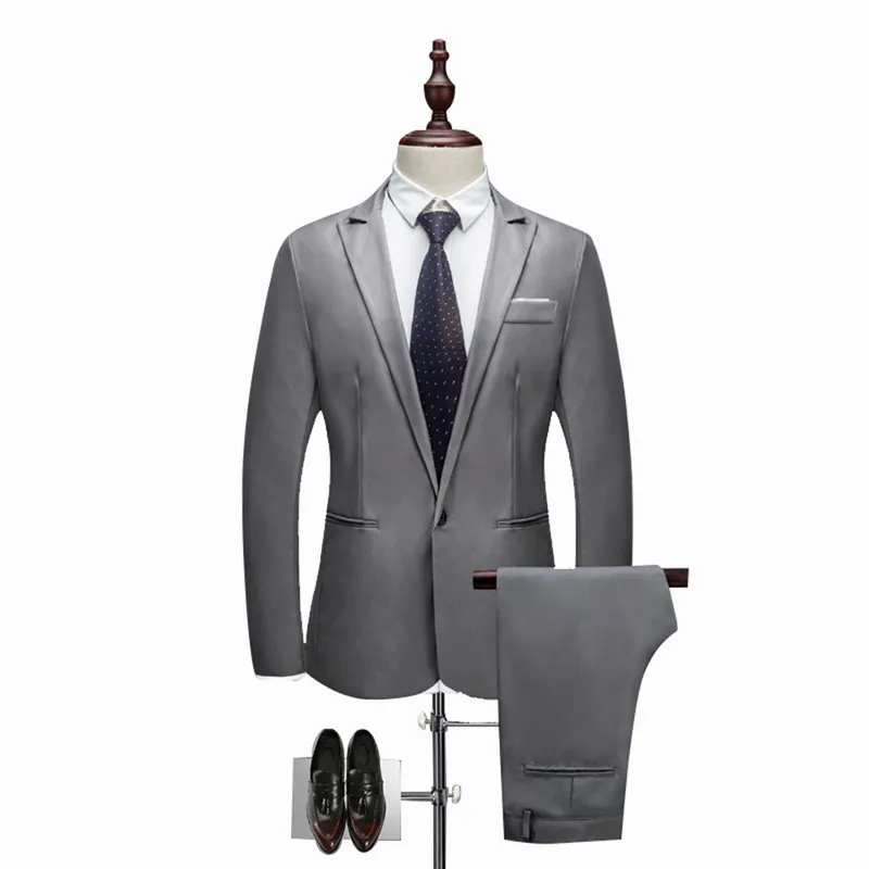 Hommes Costume De Mariage De Mode Solide Couleur Casual Slim Fit 2 Pièces 8 Mâle Plus La Taille 5xl Veste Pantalon Zt06