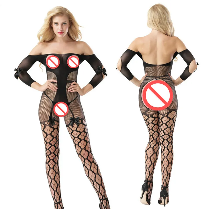 Sexy Lingerie Bodystocking Bodysuit with Open Bra and Crotch, Fishnet  Pantyhose Full Body Slip with Bow from Dhgate Sexy Costumes - price 6.39