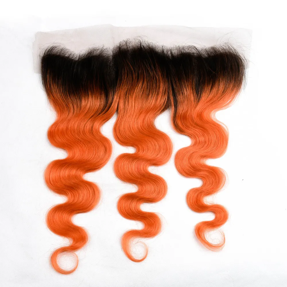 Ombre Hair Bundles: #1B/350 Orange Ombre Brazilian Human  display picture 1