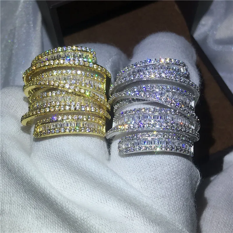 Fatti a mano Croce Big ring Filled Gold Filled Fedi nuziali anelli le donne T forma 5A zircone argento 925 regalo Bijoux