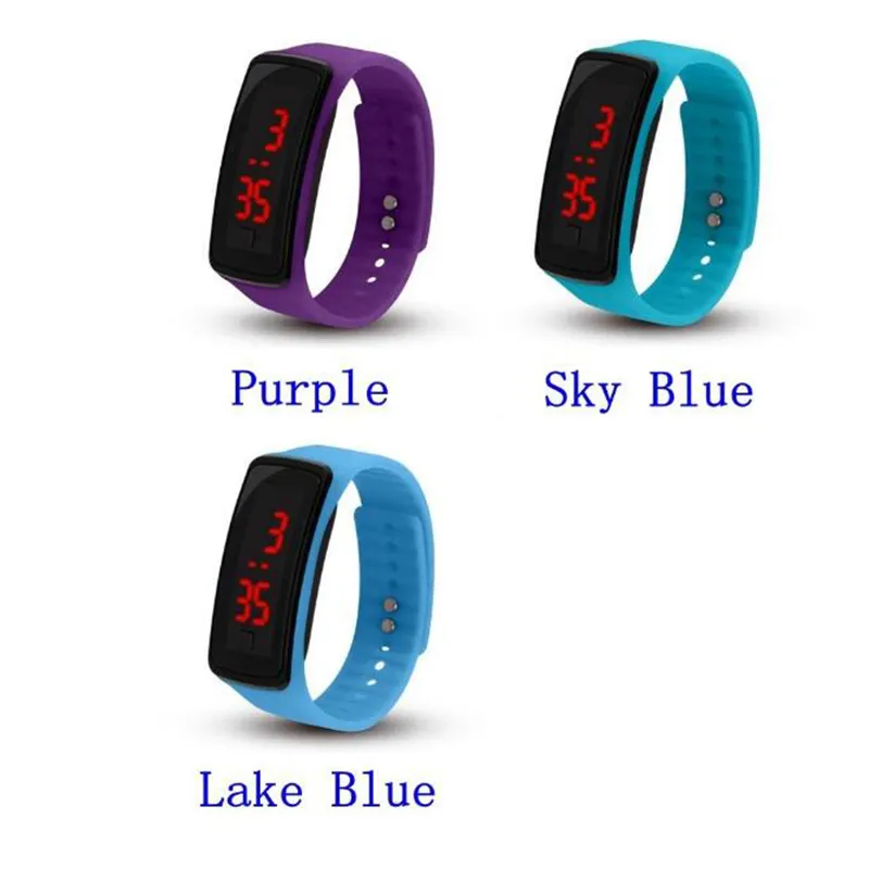 2018 Hot sal wholesale New Fashion Sport LED Watches Candy Jelly men women Silicone Rubber Touch Screen Digital Watches Bracelet Wrist watch