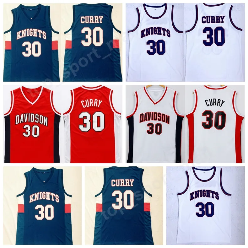 Männer High School Stephen Curry 30 Charlotte Knights Trikot Davidson Wildcats Curry College Trikots Sport Basketball Uniform genäht billig