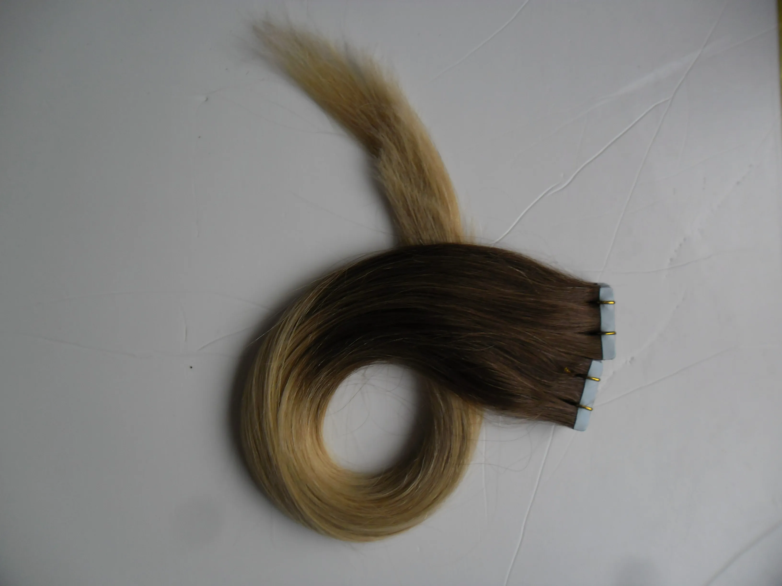 #2/Tape In Human Hair Extensions 100G Brazilian Straight Hair PU Ombre Tape In Human Hair Extensions T1B/grey #99J