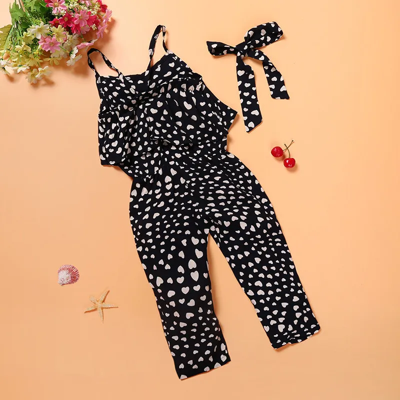 Meisjes Casual Sling Kleding Sets romper baby Mooie Hartvormige jumpsuit cargo broek bodysuits kinderkleding kinderen Outfit TO526254321