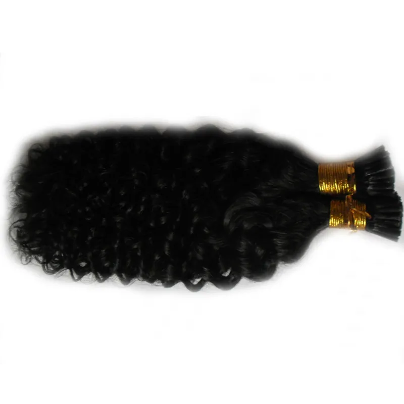 I T ip Hair Extensions 100g extensions de cheveux bouclés afro crépus 100s pointe de bâton de kératine pré-collée cheveux humains