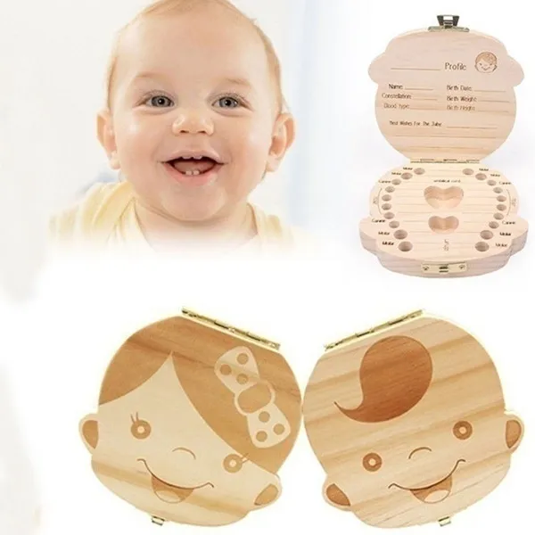 فتاة أو فتى Image Baby Milk Tooth Collection صندوق تذكاري صندوق خشبي لطيف وجميل