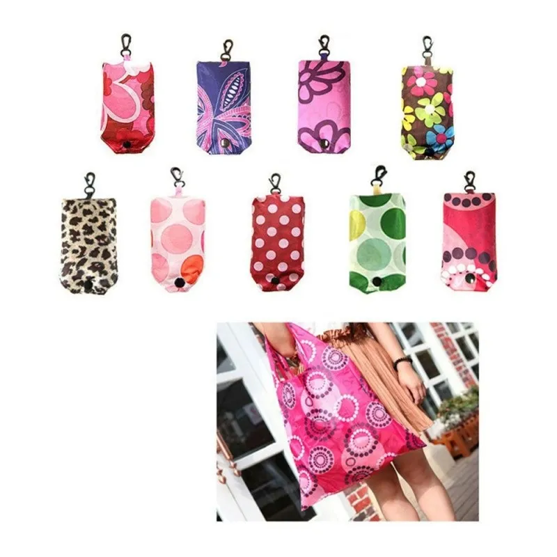 Random Color! Hot Sale Fashion Foldable Handy Shopping Bag Reusable Tote Pouch Recycle Polyester Storage Pouch Handbags