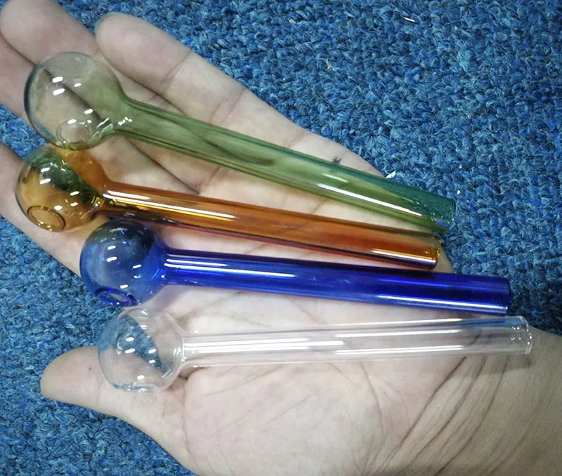 Brûleur à mazout coloré longueur 12cm tuyau en verre tube en verre coloré bol bouffée en verre bleu vert ambre tout clair