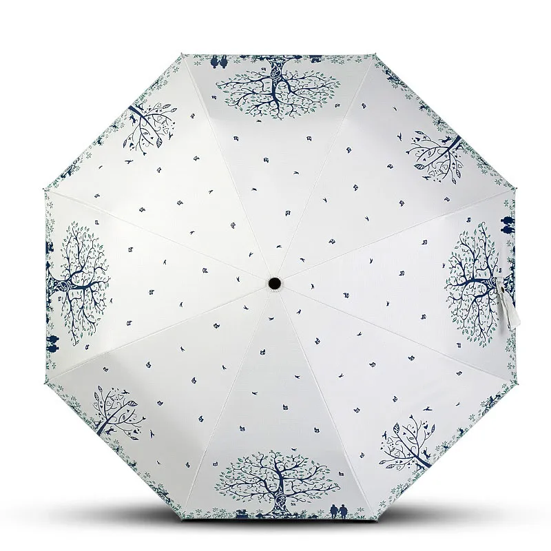 블랙 도트 컬러 우산 3 접는 야외 여행 비 방울 우산 여자 비 기어 양산 파라솔 안티 UV ZA6446
