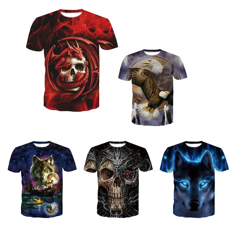 2021 Europa e América Skull 3D digital impresso camisetas Top 20 estilos mais tamanho