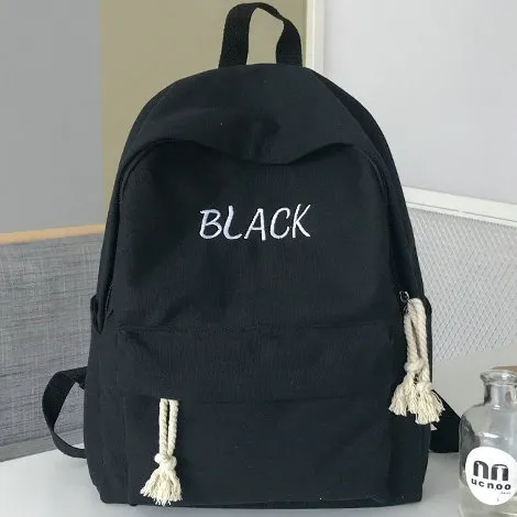 Acquistare Zaino Nero Sacchetto Di Scuola Parola Ricamo Semplice Pianura  Colore Zainetto Su Tela Zainetto Zainetto Zaino Outdoor Sport Economico |  Consegna Veloce E Qualità | DHgate Italy