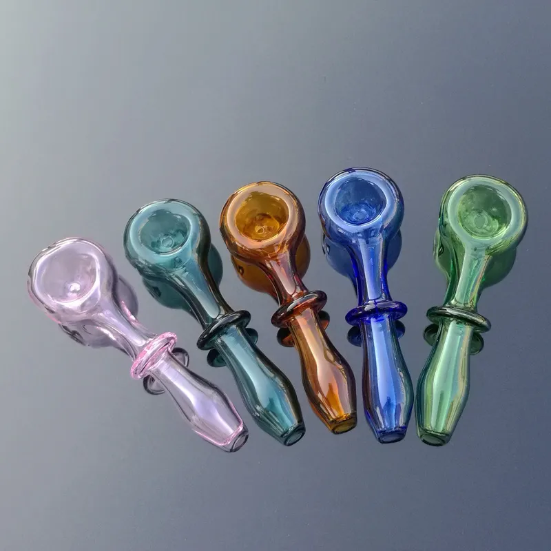 Multicolor Glass Smoking Pipes Spoon Glass Oil Burner Pipe Straight Type Glass Pipe Smoking Accessories 10pcs HSP02