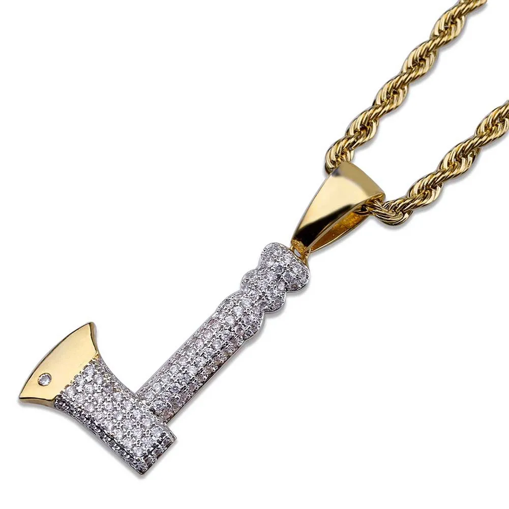 Hip Hop Gold Color Plated Chopper Pendant Necklace Micro Pave Zircon Iced Out Jewelry With Rope Chain8171929