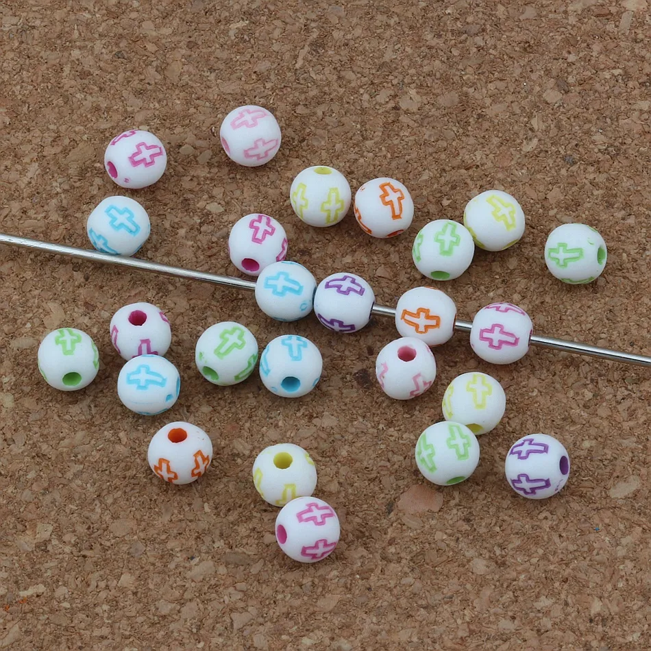 / 중공 십자가 조각 된 아크릴 라운드 스페이서 비즈 종교 구슬 느슨한 beads10mm / 8mm / 6mm 보석 DIY E-4