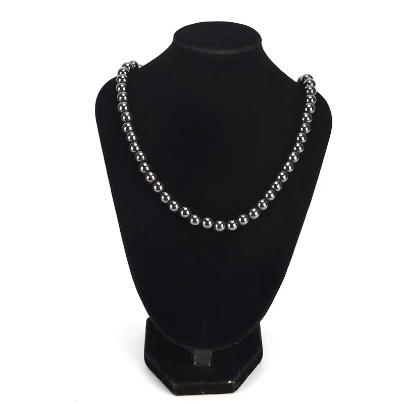 Mode 8mm Magnetische Hämatit Runde Perlen Halskette Schwarz Magnetische Hämatit Männer Frauen Gesunde Schmuck Halskette Großhandel