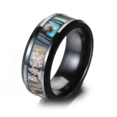 Bijoux de bague pour hommes en céramique de nouvelle mode, bague de coquille de couleur de personnalité de la mode, taille confortable pour hommes 7-12 bague de mariage en gros