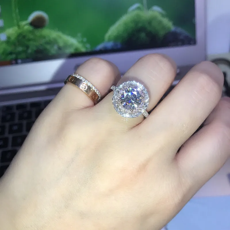 Victoria Wieck Jóias de luxo feitas à mão Prata esterlina 925 Corte redondo RosaSafira branca CZ Diamante Gemstones Cor Mulheres Anel aliança de casamento