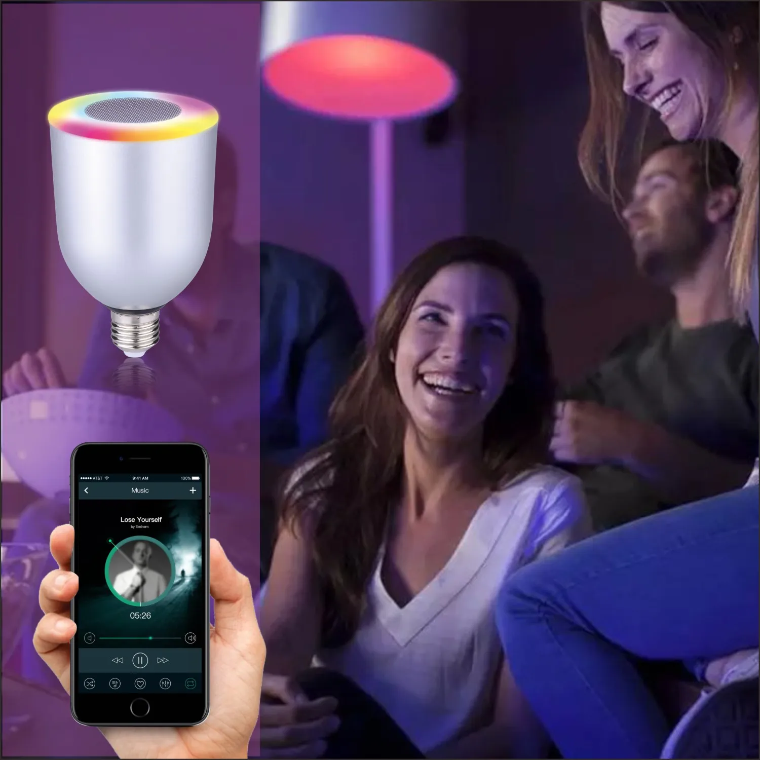 Haut-parleur Bluetooth E27 Lampe colorée pour IOS Android Smart Phone Lampe de lecteur de musique PC Couleurs réglables sans fil par DHL