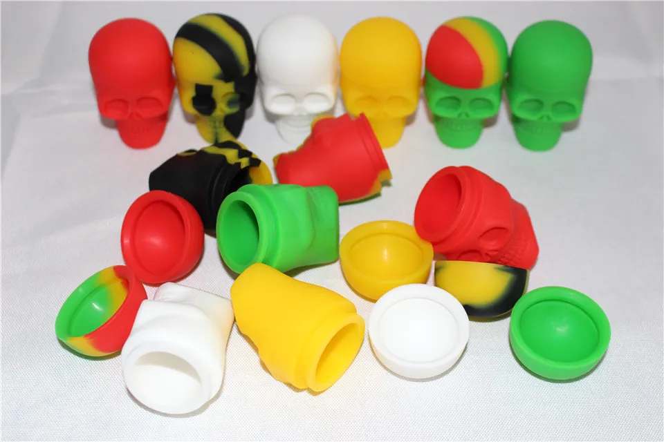 Nyaste slick Skull Screw Top Nonstick Oil Silicone Container Wax Dab Silicone Jar för Dab Globe Skillet Cannon Tank1769839