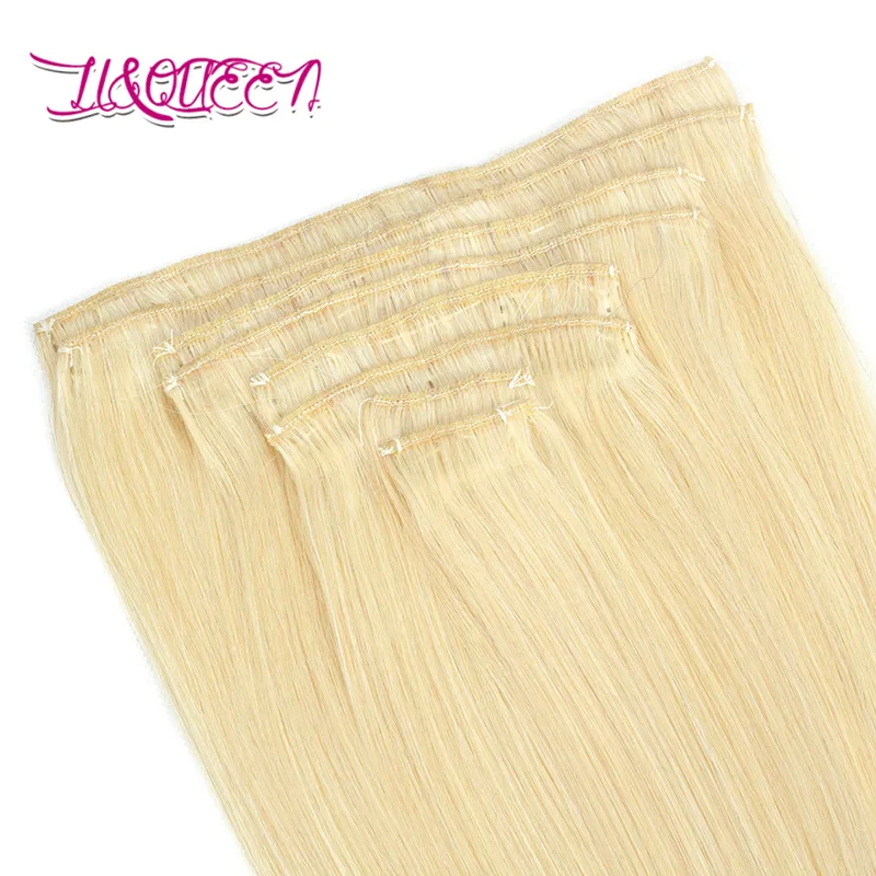 Brasilianische Clip-in-Haarverlängerungen, 8-teiliges Set, glattes Haar, 613 Blond, 100 g, unbehandeltes Echthaar, 1028 Zoll, 61374143114449276