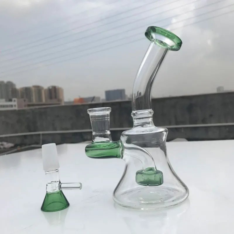 6 Inches Glass Oil Rigs With Free 5mm Thick Bottom Quartz Core Reactor Banger Card Cap Glass Bowls Beaker Bongs Quave Glass Pipes