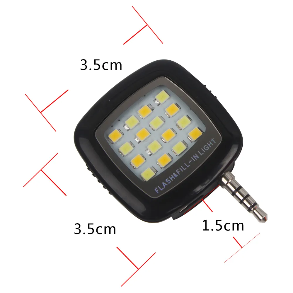 Mini Smartphone Przenośne LED Flash Fill Light 16 LED do iPhone IOS IOS Android Telefon komórkowy Aparat Selfie Wypełnij światło 16 LED