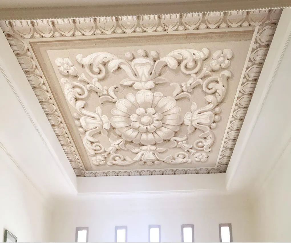 classic wallpaper for walls 3d three-dimensional European relief pattern stone carving ceiling ceiling wall