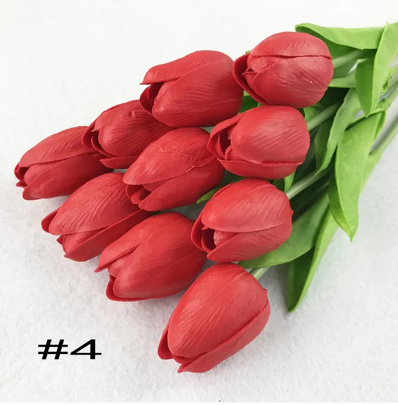 50 sztuk Lateksowy Tulipany Sztuczne Pu Kwiat Bukiet Prawdziwy Dotyk Kwiaty Do Dekoracji Domu Ślubne Dekoracyjne Kwiaty 13 Opcja kolorów