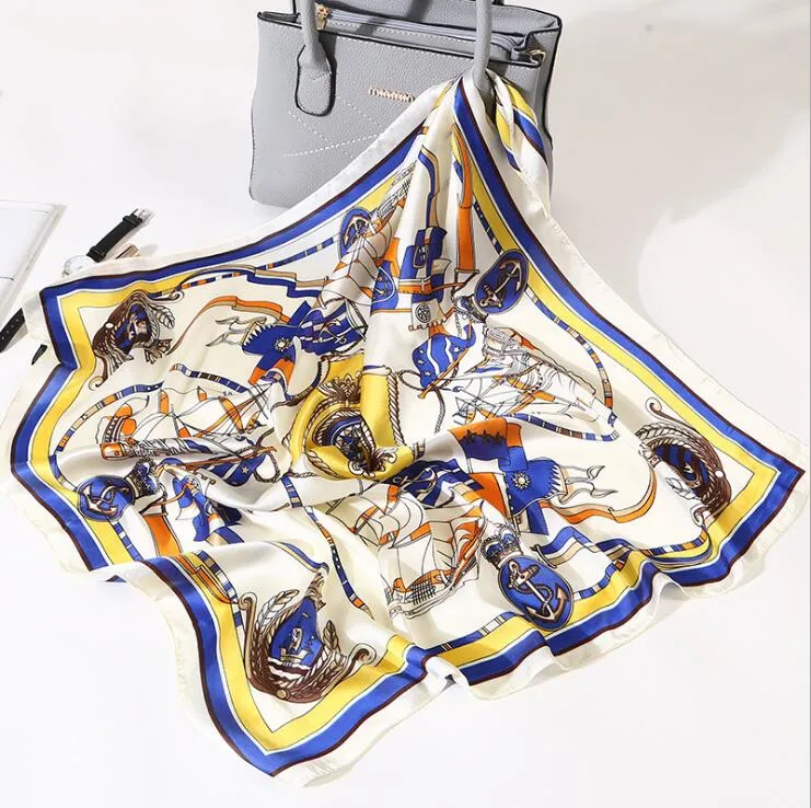 70 * 70 cm Bandane da donna Multifunzione in poliestere Sciarpa di seta Stampe in raso Scialli e sciarpe quadrati piccoli Foulard Fazzoletto da collo