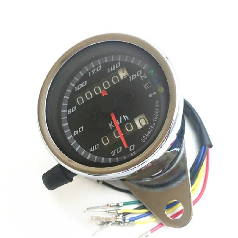 TKOSM Motorcycle Speedometer Odometer Gauge ATV Bike Scooter Backlit Dual Speed Meter with LED Indicator DC 12V 0160kmh8471764