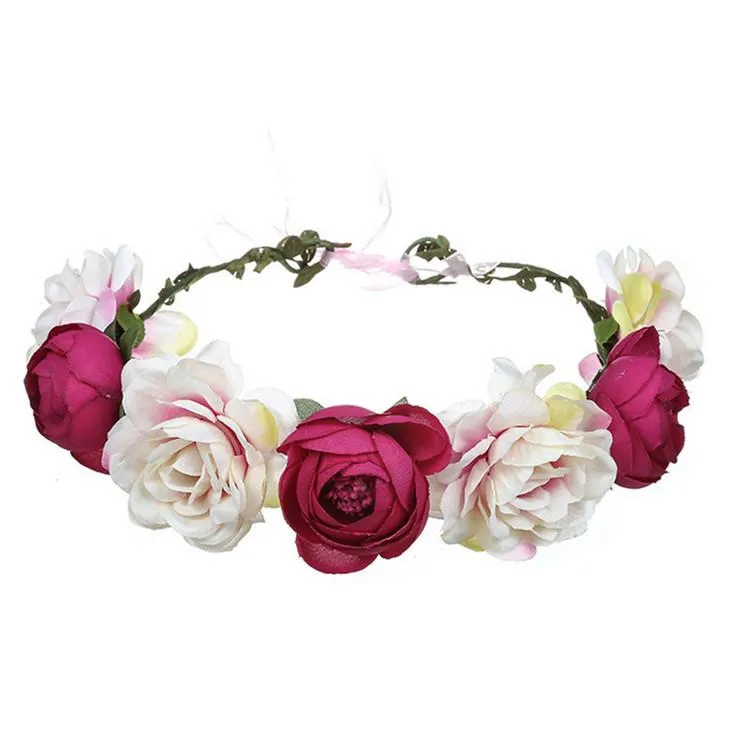 Hot Sale Imitation Rose Bride's Flower Crown Children's Head Ornamenten kransen handwerk kunstmatige bloemen slingerd