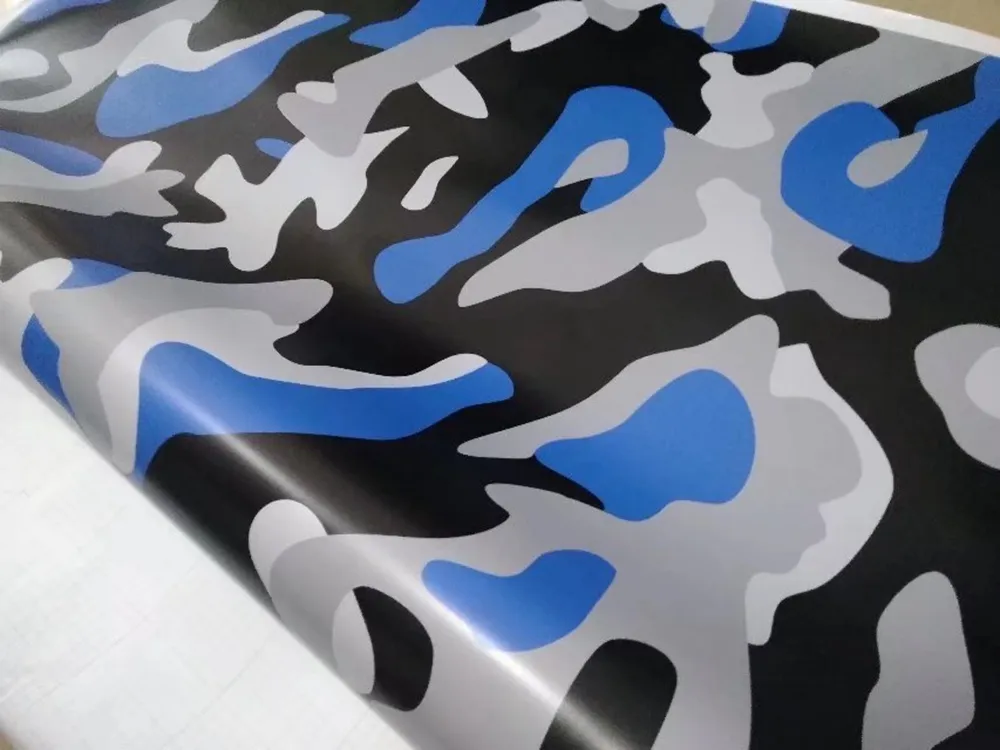 Grand vinyle de camouflage bleu pour camion de voiture film de couverture de style camo entier avec dégagement d'air taille de la bulle 1 52x10m 20m 3237f