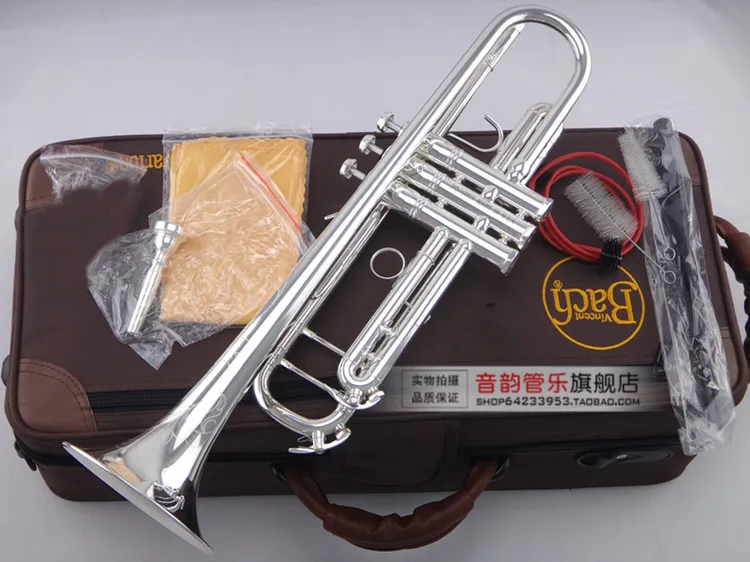 Professional Musical Instruments LT180S-90 Bb Trumpet Brass Silver Plated Exquisite Hand Carved B Flat Trumpet With Mouthpiece