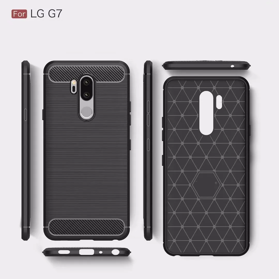 Slim Armor escovado tpu case capa para lg q6 q7 q8 g7 thinq v30 v30 v30 g7 mais q estilete textura de fibra de carbono 350pc