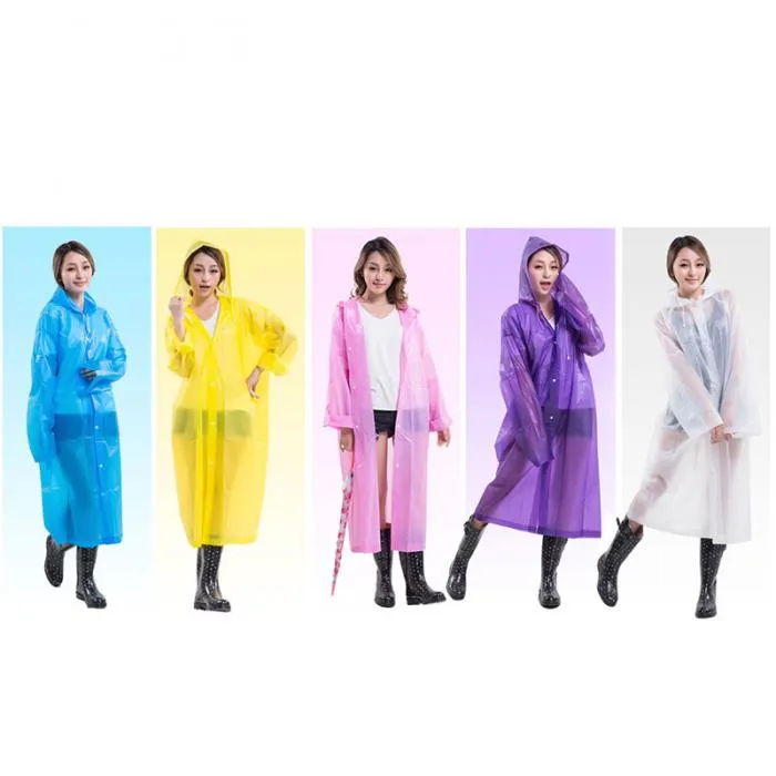 Moda Mulheres Transparente Poncho Capa De Chuva Portátil Ambiental Luz Capa De Chuva Longo Uso Casaco De Chuva