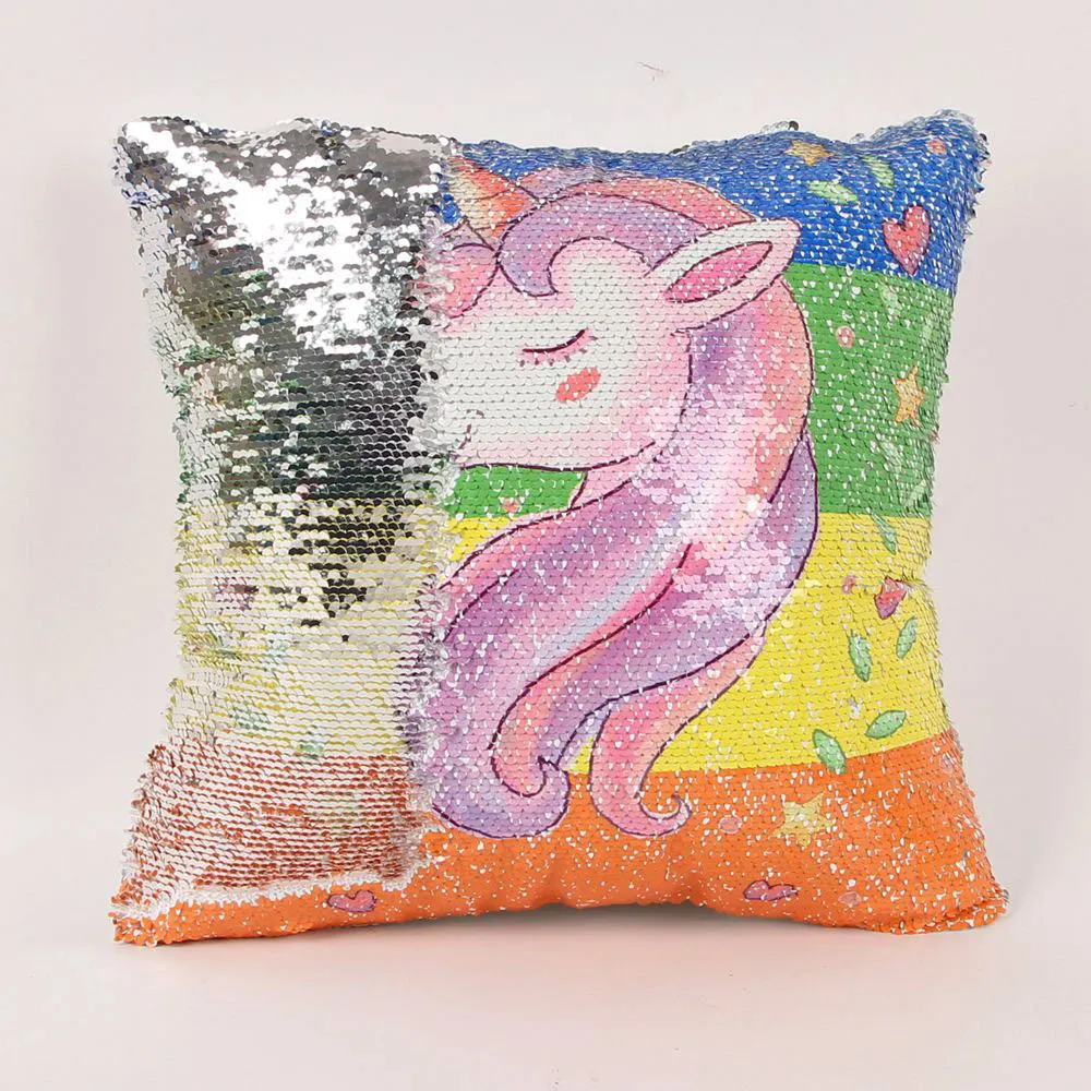 Utskriftskuddar Fall Mermaid Sequins Pillow Cover Sofa Nap Kudde Skydd Heminredning 14 stilar C4126