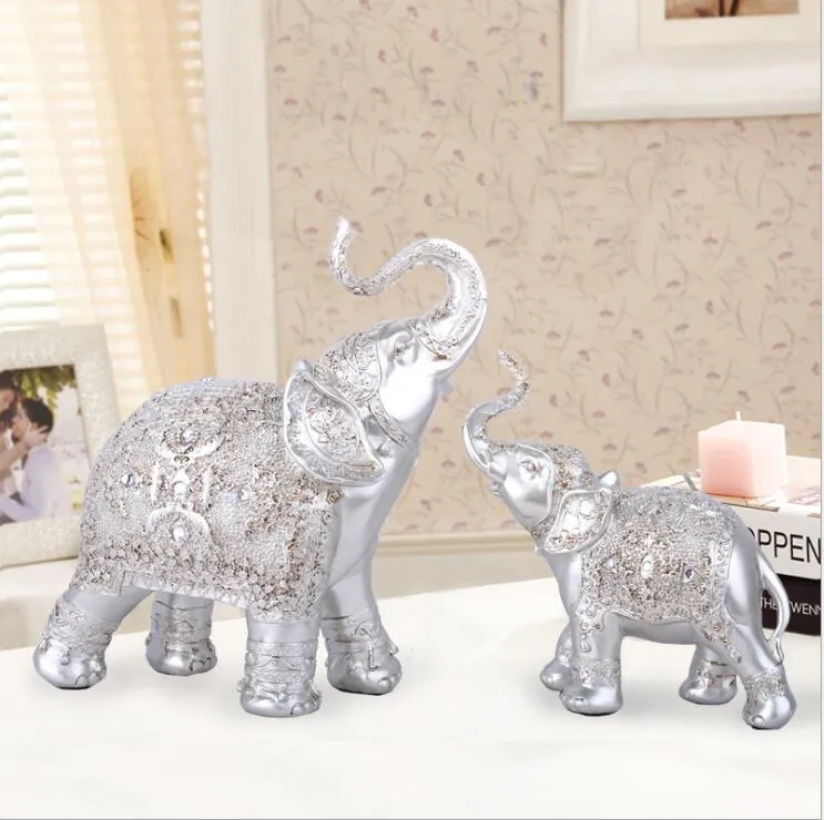 Artes y artesanías elefante resina decoración moda oro plata es hogar creativo sala de estar gabinetes de almacenamiento de vino