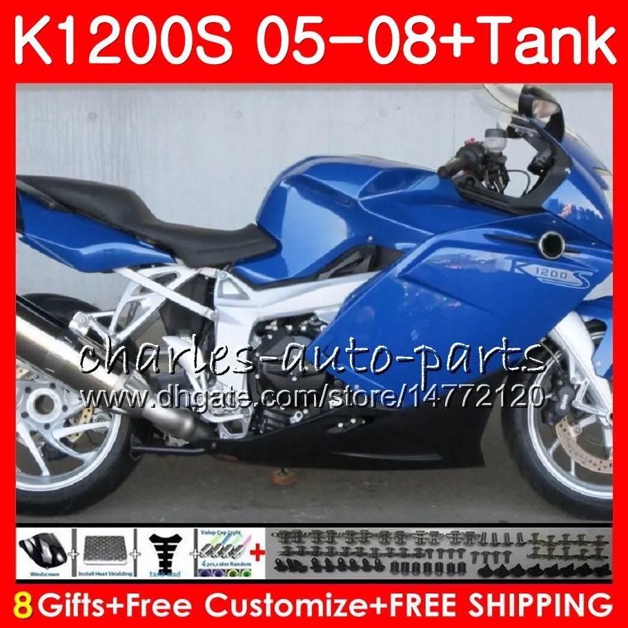 Ciało dla OEM K1200 S K 1200 S 05 10 K1200S 05 06 07 08 09 10 103 HHM.15 K-1200S K 1200S 2005 2006 2007 2008 2009 2000 Błyszczący Blue Fairing Kit