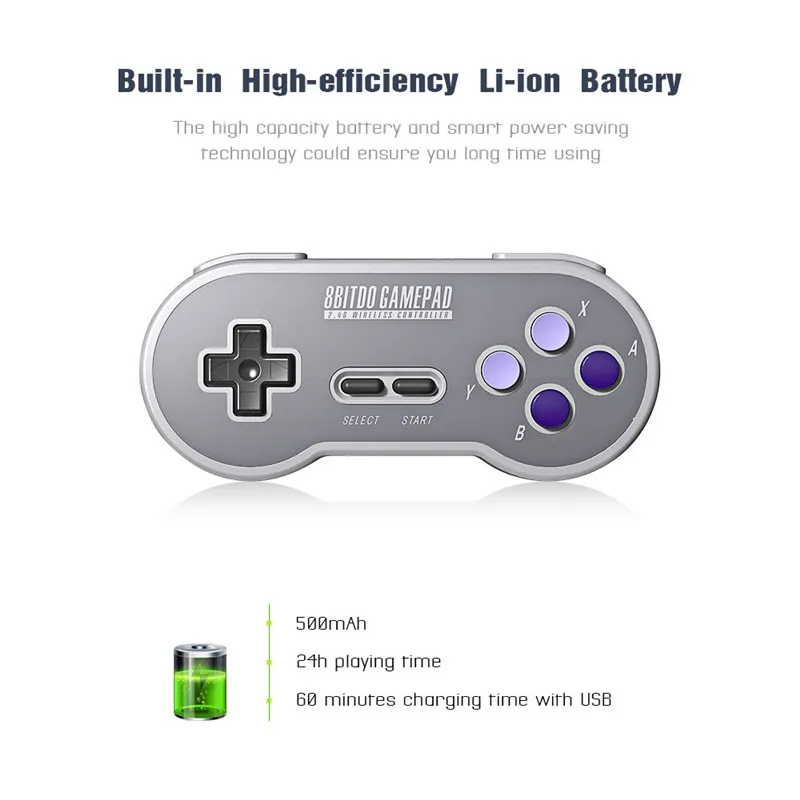 Hot 8bitdo SF30 SN30 SN30 2.4G Kablosuz Gamepad Retro Denetleyici SNES Classic Edition için 2.4G NES Alıcı USB-C Kablosuz Oyun Pedi