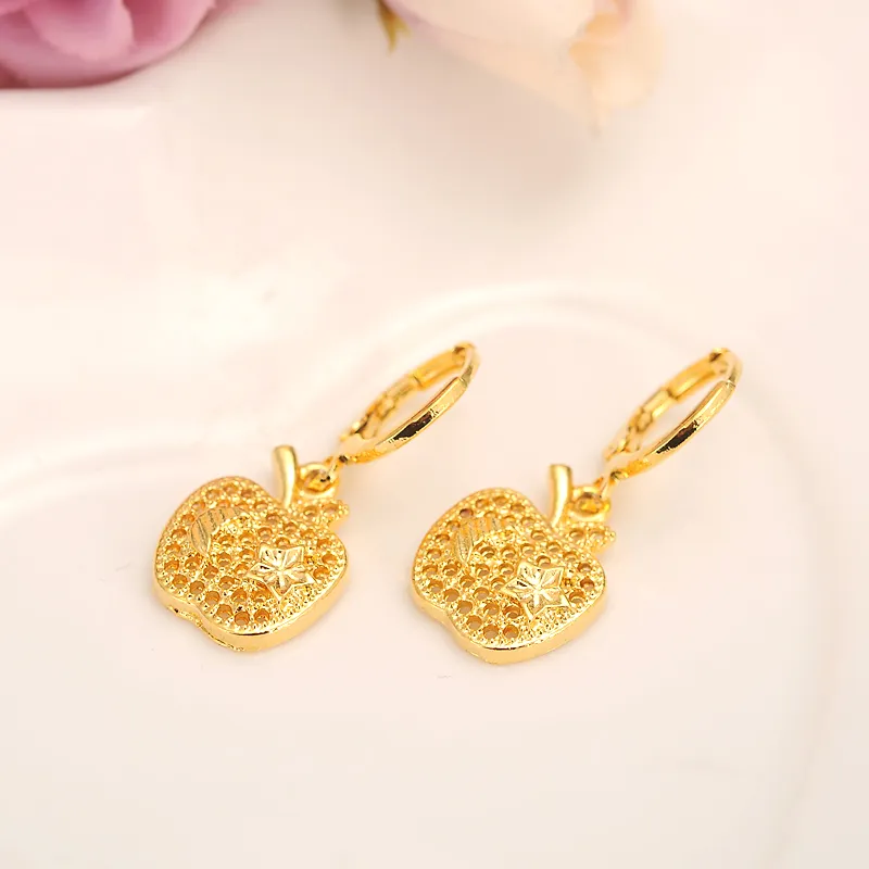 USA Main stream Sweet Apple star Earrings Women Girls 24k Fine Yellow Solid Gold Filled Earing Jewelry Gifts Indonesia Congo