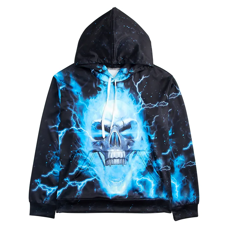 Blue flame skull hoodie online