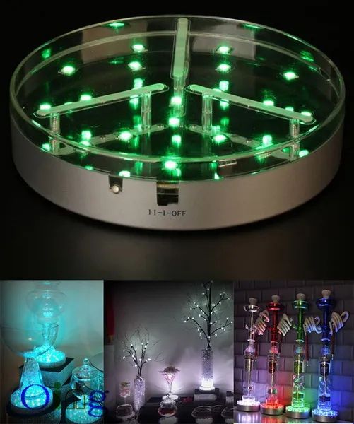 LED Base de luz sob tabela Centerpieces vaso luz RGB com emote Controle para vidro Hookah Shisha tubo de água de casamento decoração lâmpadas de decoração