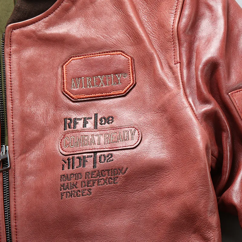 b*u様 AVIREXFLY レザージャケット 2XL ブラックAVIREXFLYメンズ本革ジャケットINDIANS刺繍FIGHTER BOMBER