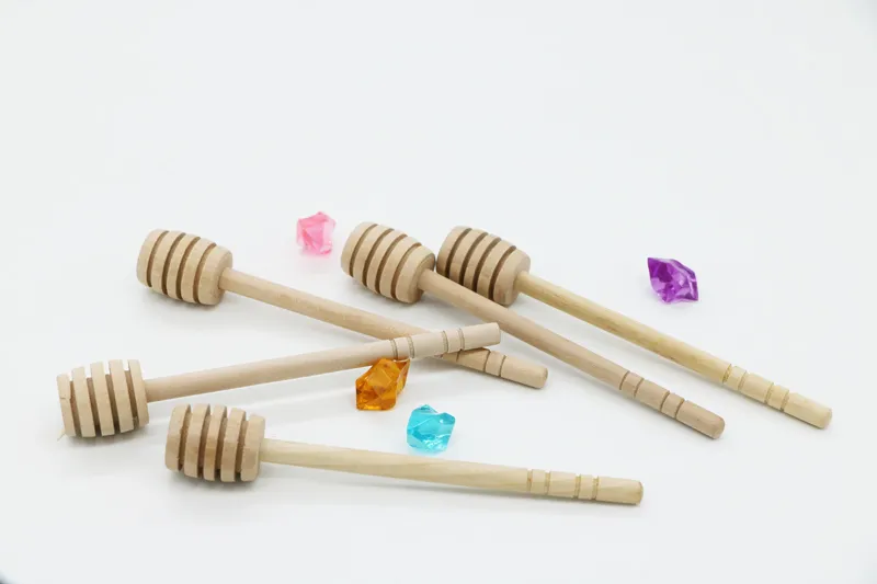 Mini Wooden Honey Stick Honey Dipper Party Supply Wood spoon for Honey Jar Long Handle Mixing Stick XB1