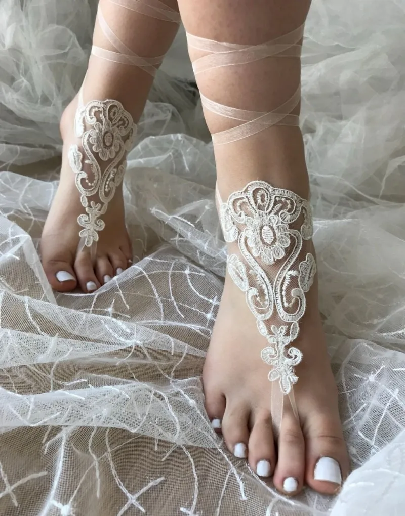 NIEUWE Design Kant Strand Bruiloft Barefoot Sandalen 2018 Boho Enkle Chain Custom Made Bridal Bruidsmeisjes Sieraden Voet