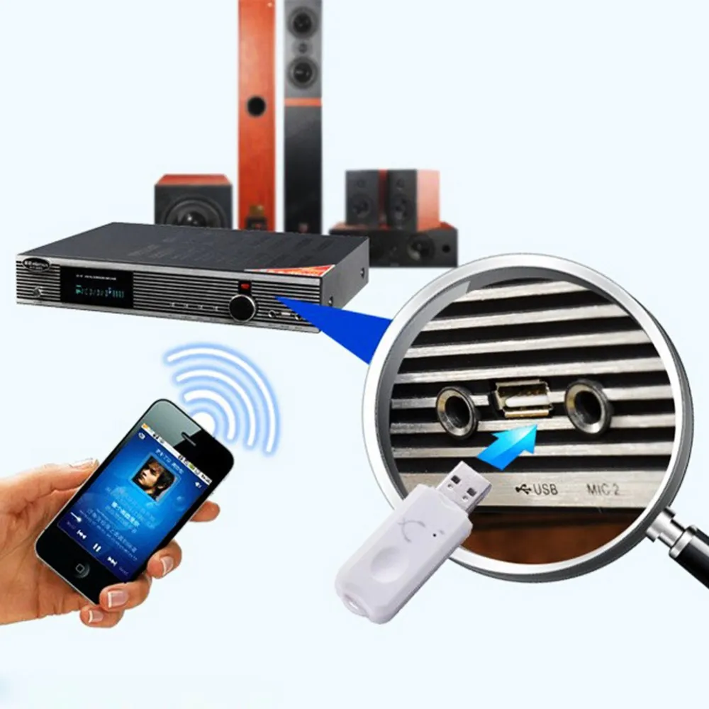 Ny ankomst Blue Wireless USB Bluetooth Audio Music Mottagare Adapter för iPhone Samsung för bil smarttelefon surfplatta PC -högtalare