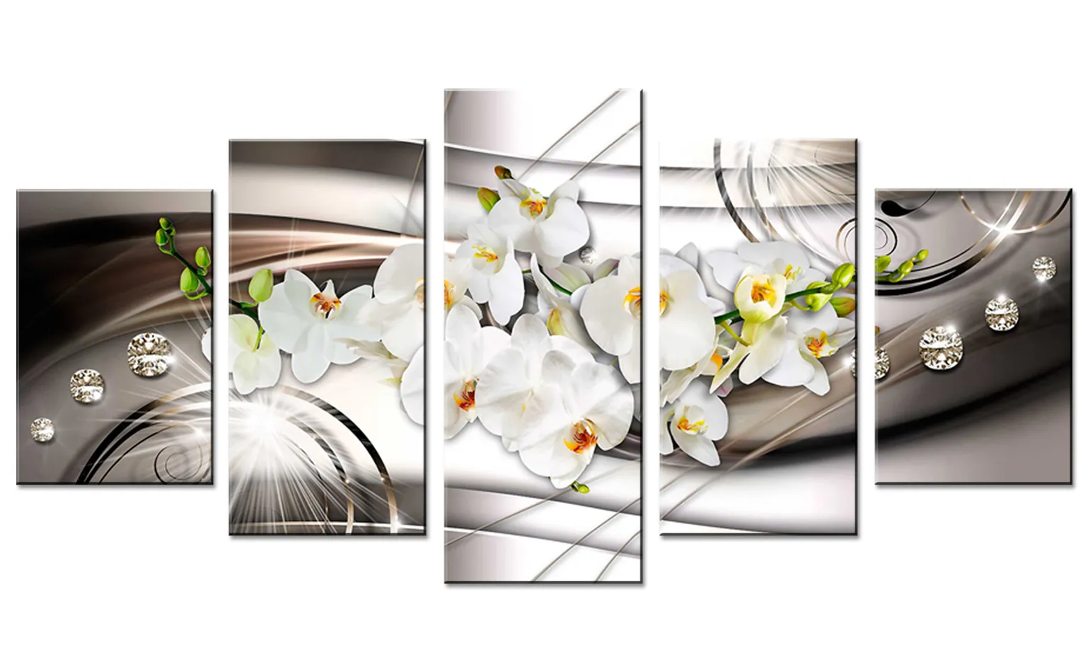 5 Stücke Leinwand Wandkunst Orchidee Blume Malerei Weiße Blume Bild Drucke auf Leinwand Home Wand Wohnzimmer Dekor Ungerahmt Geschenke